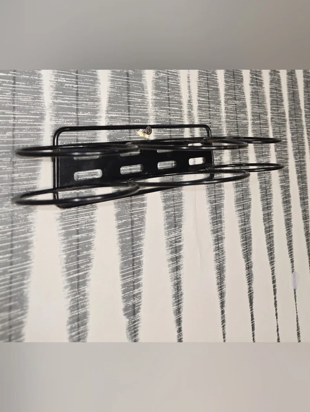 Black Wall Mounted Hair Dryer & Styling Tool Holder – 6 Ring Bathroom Organizer